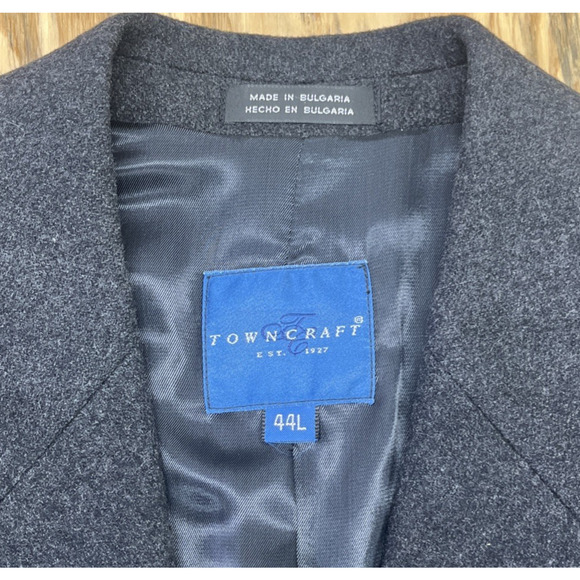 Vintage Towncraft 100% Wool Overcoat Topcoat 44L Dark Gray Mens 44L Old Money - Picture 3 of 16